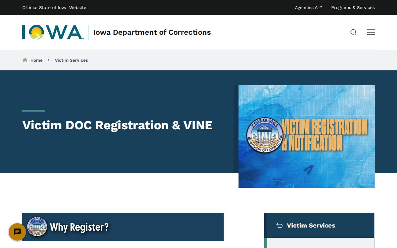 IowaVINE Grundy County jail custody and release notification page