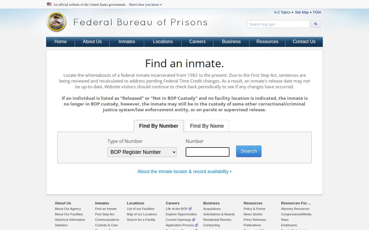 Federal inmate locator distinguished from Grundy County wanted records